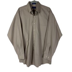 Towncraft Long Sleeve Button Down Shirt Men's 17-34/35 Tan Button Down Collar